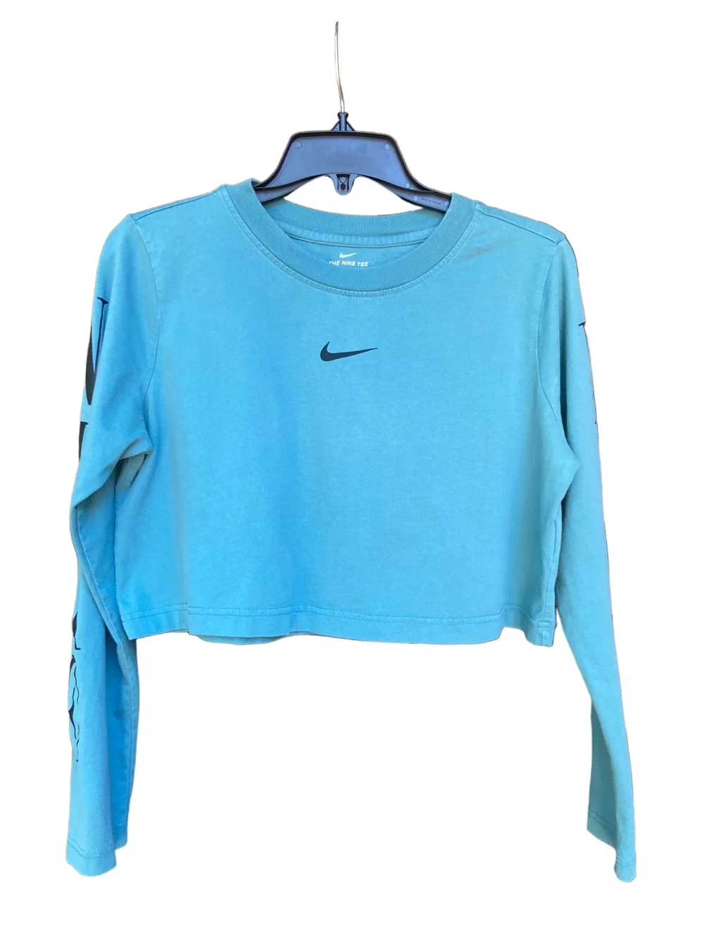 Nike Teal (blue / green) Long Sleeve Cropped Top Size L